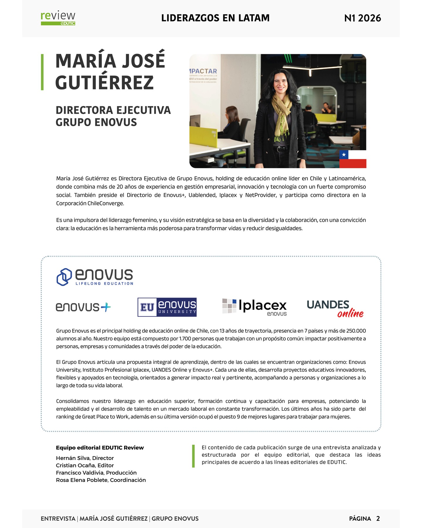 María José Gutiérrez, Directora Ejecutiva de Grupo Enovus - Entrevista en EDUTIC Review